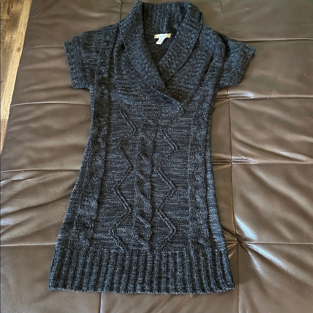 Classic Cable Knit Sweater Dress/short sleeves M